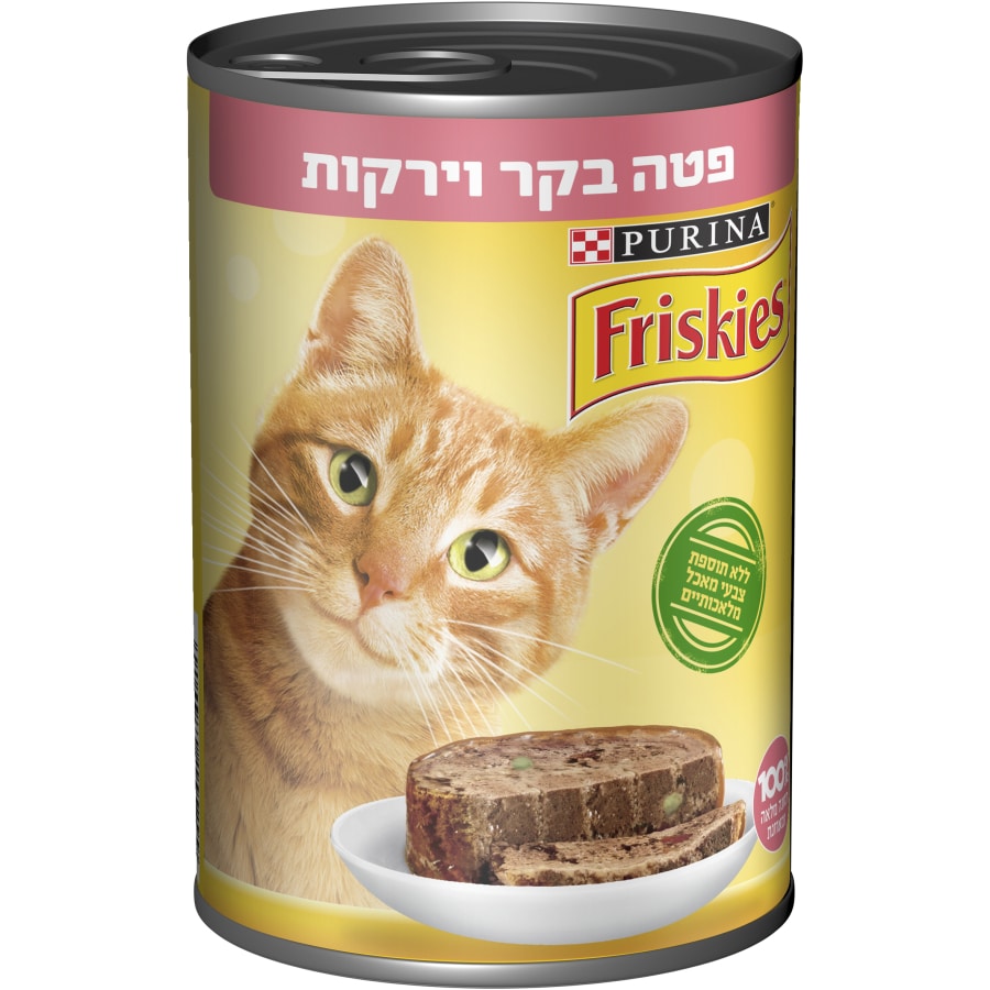 שימורי פטה לחתולים בטעם בקר וירקות 400 גרם | Friskies
