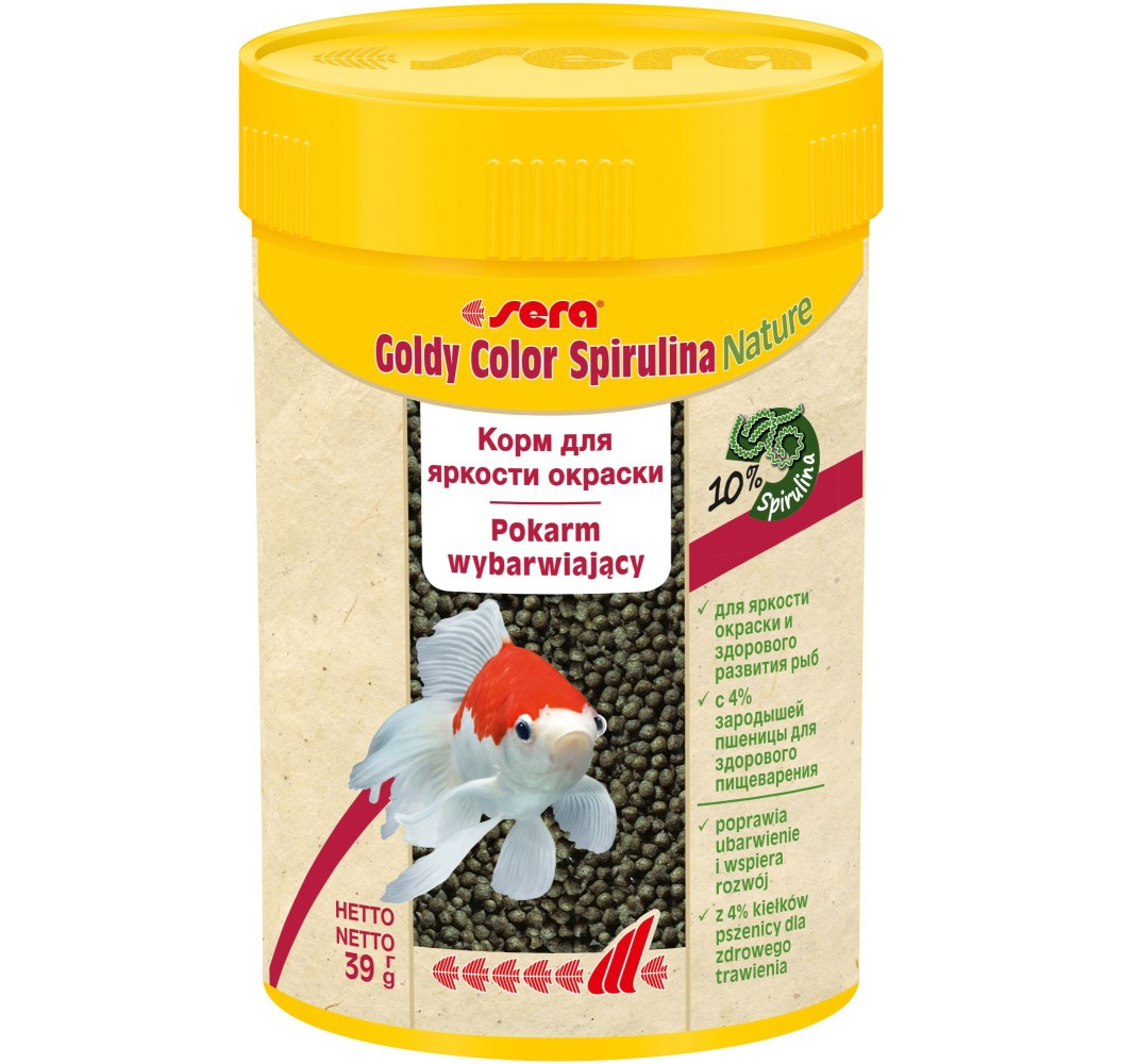 מזון צף לדגי זהב ספירולינה 100 מ"ל | Sera Goldy Color Spirulina