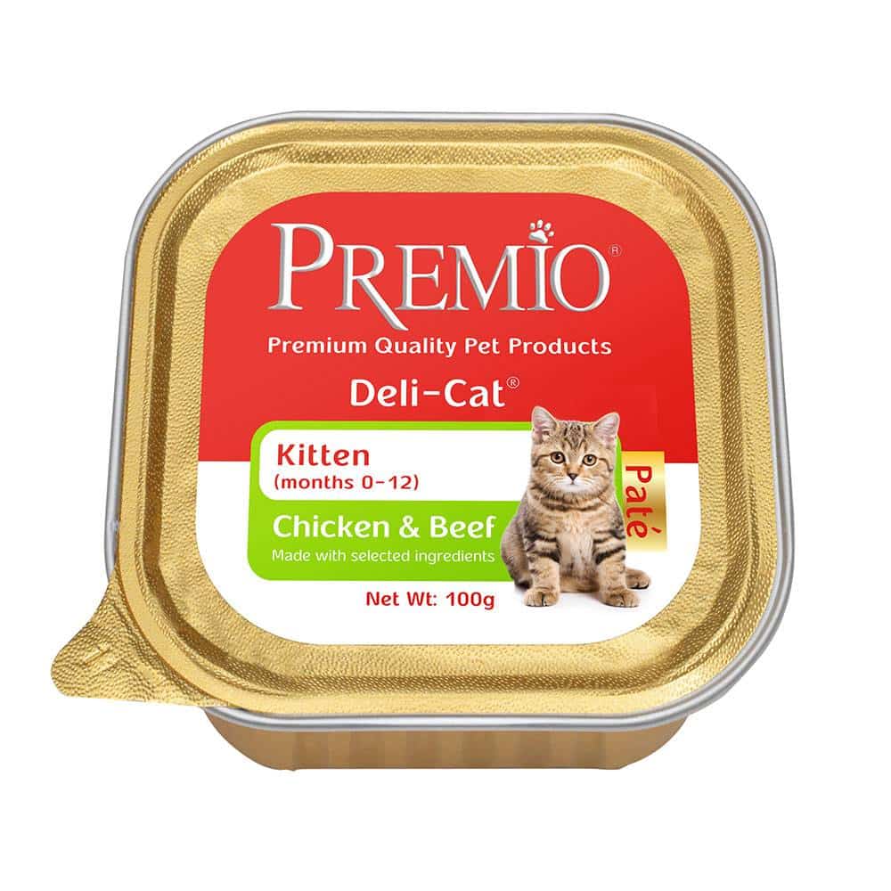 מעדן רטוב לחתולי גור בטעם בקר וכבד 100 גרם | Premio Deli-Cat