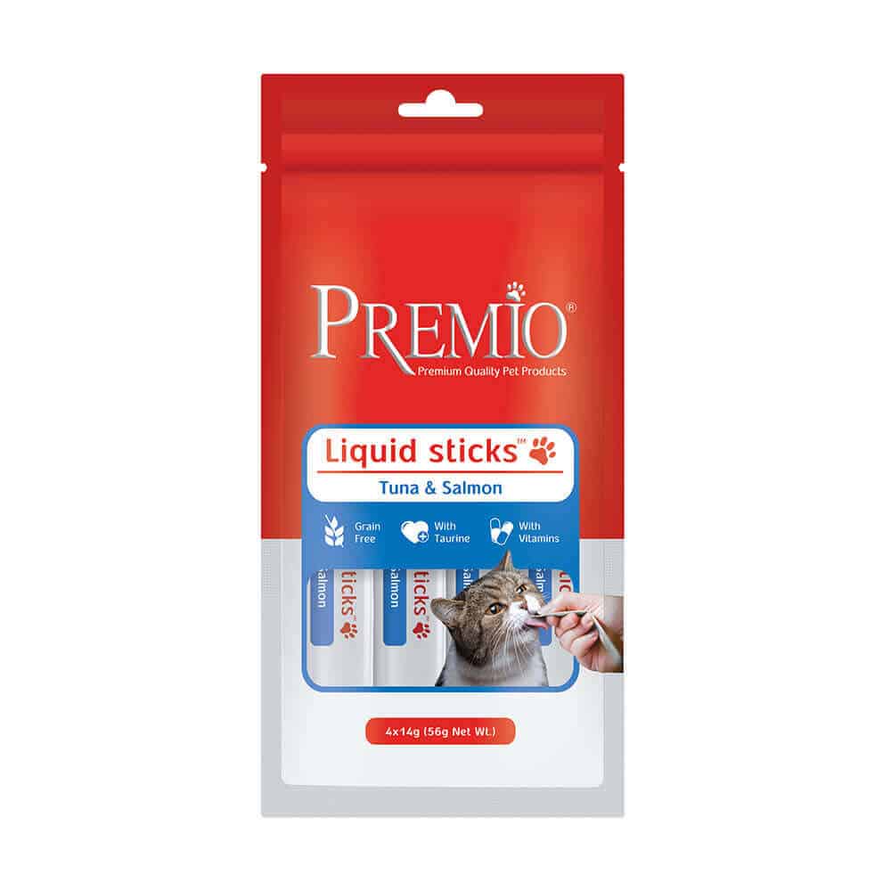 חטיף נוזלי לחתולים בטעם טונה וסלמון 56 גרם | Premio Liquid Sticks Tuna & Salmon