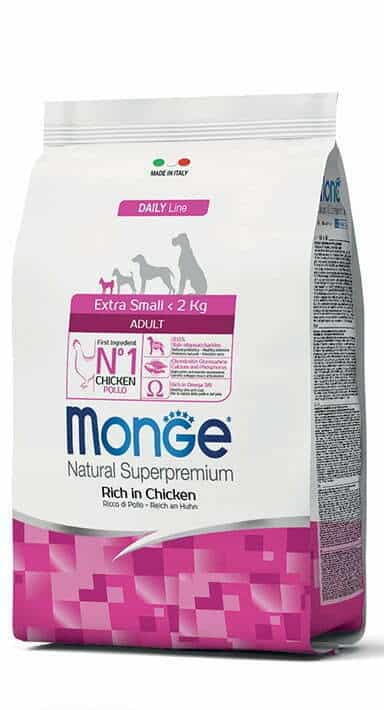 מזון יבש לכלבים בוגרים מגזע קטן 3 ק"ג | Monge Extra Small Adult Chicken