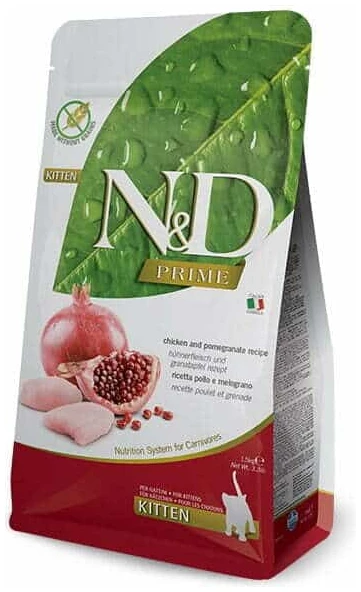מזון יבש לגורי חתולים 5 ק"ג | Natural & Delicious N&D Prime Chicken & Pomegranate