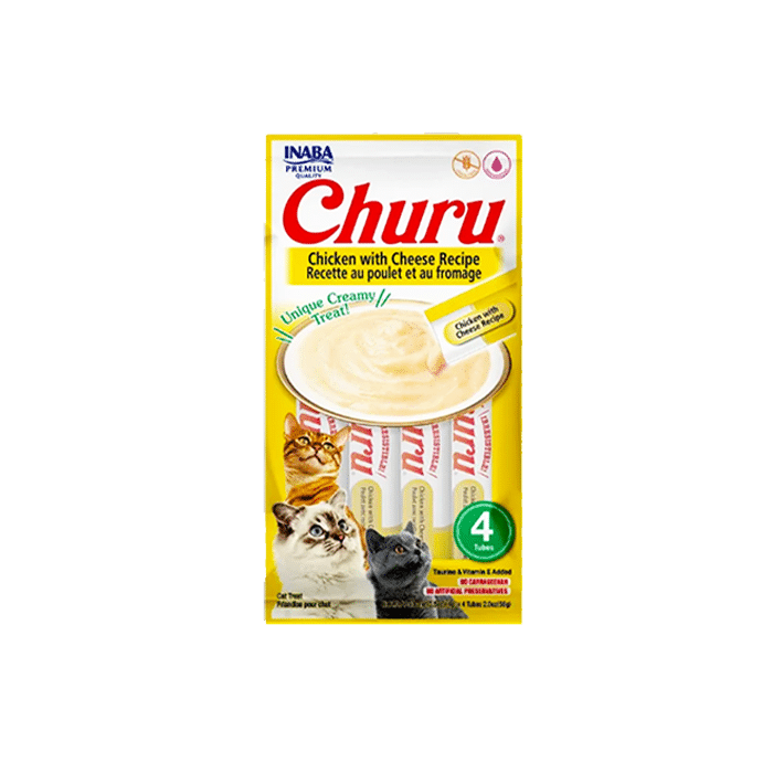 חטיף לחתולים בטעם עוף וגבינה 56 גרם | Inaba Churu Chicken & Cheese for Cats