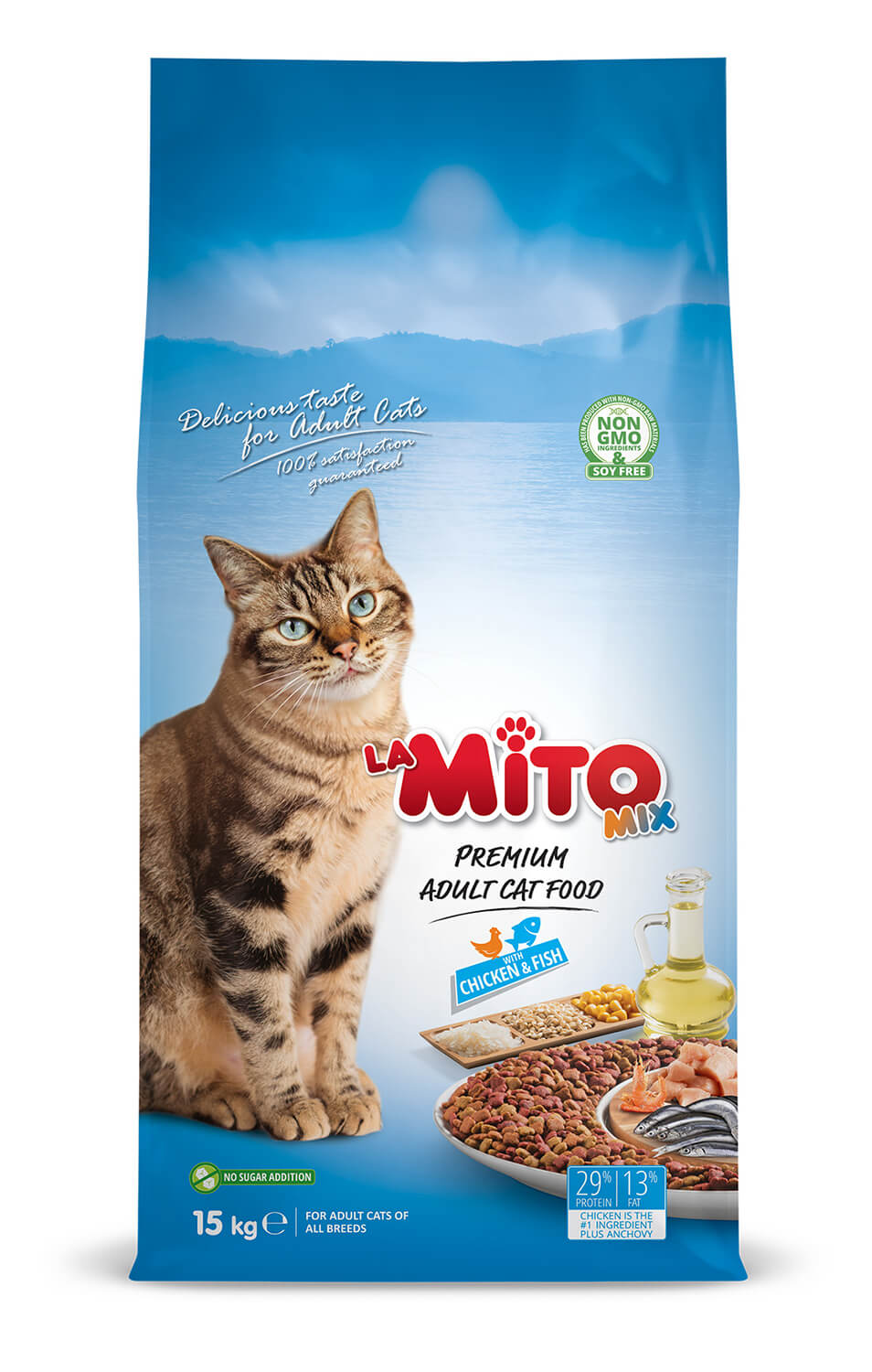 מזון יבש צבעוני לחתולים בוגרים 15 ק"ג | Mito Adult Cat Food