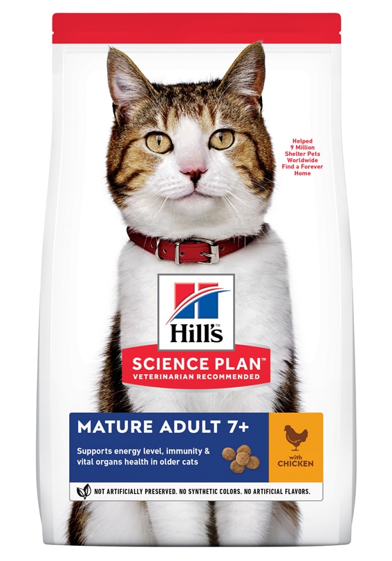 מזון יבש לחתולים מבוגרים 7+ 1.5 ק"ג | Hill's Science Plan Mature Adult Chicken