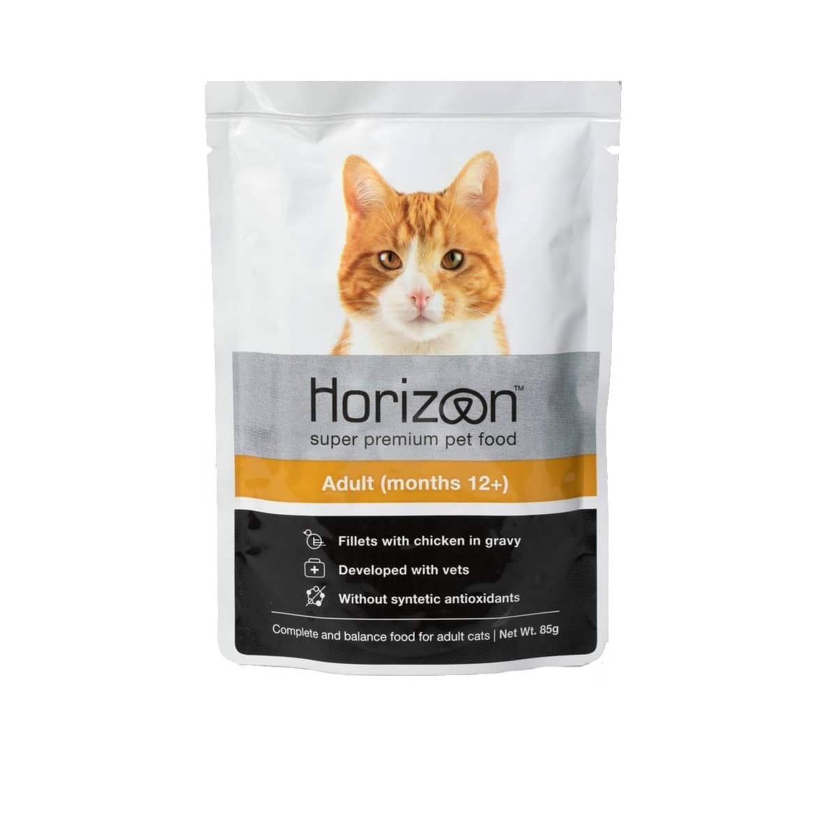 מזון רטוב לחתולים בוגרים 85 גרם | Horizon Adult Cat Pouch Chicken in Gravy