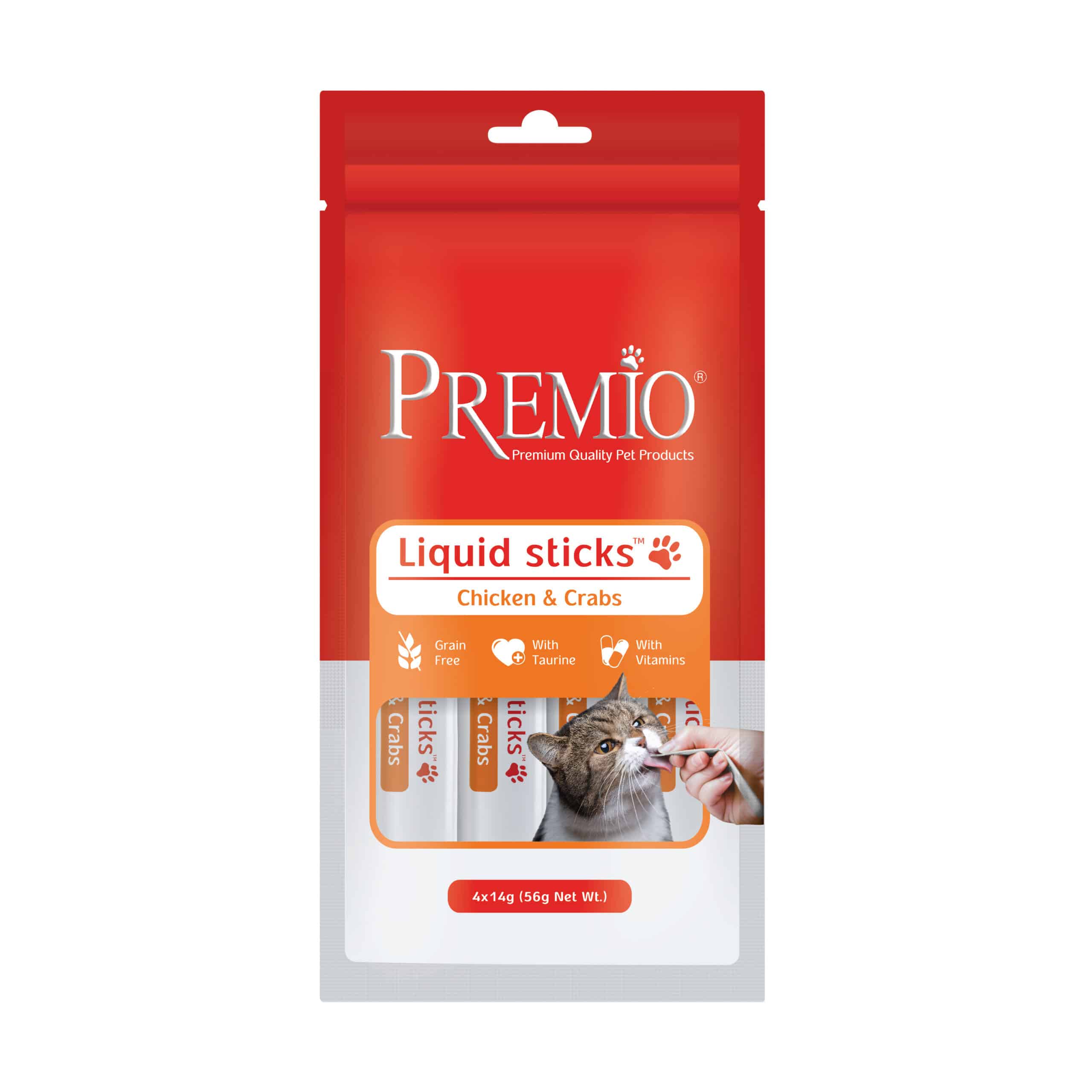 חטיף נוזלי לחתולים בטעם עוף וסרטנים 56 גרם | Premio Delicacies Liquid Treats for Cats Chicken and Shrimp 56g - פרמיו - Premio