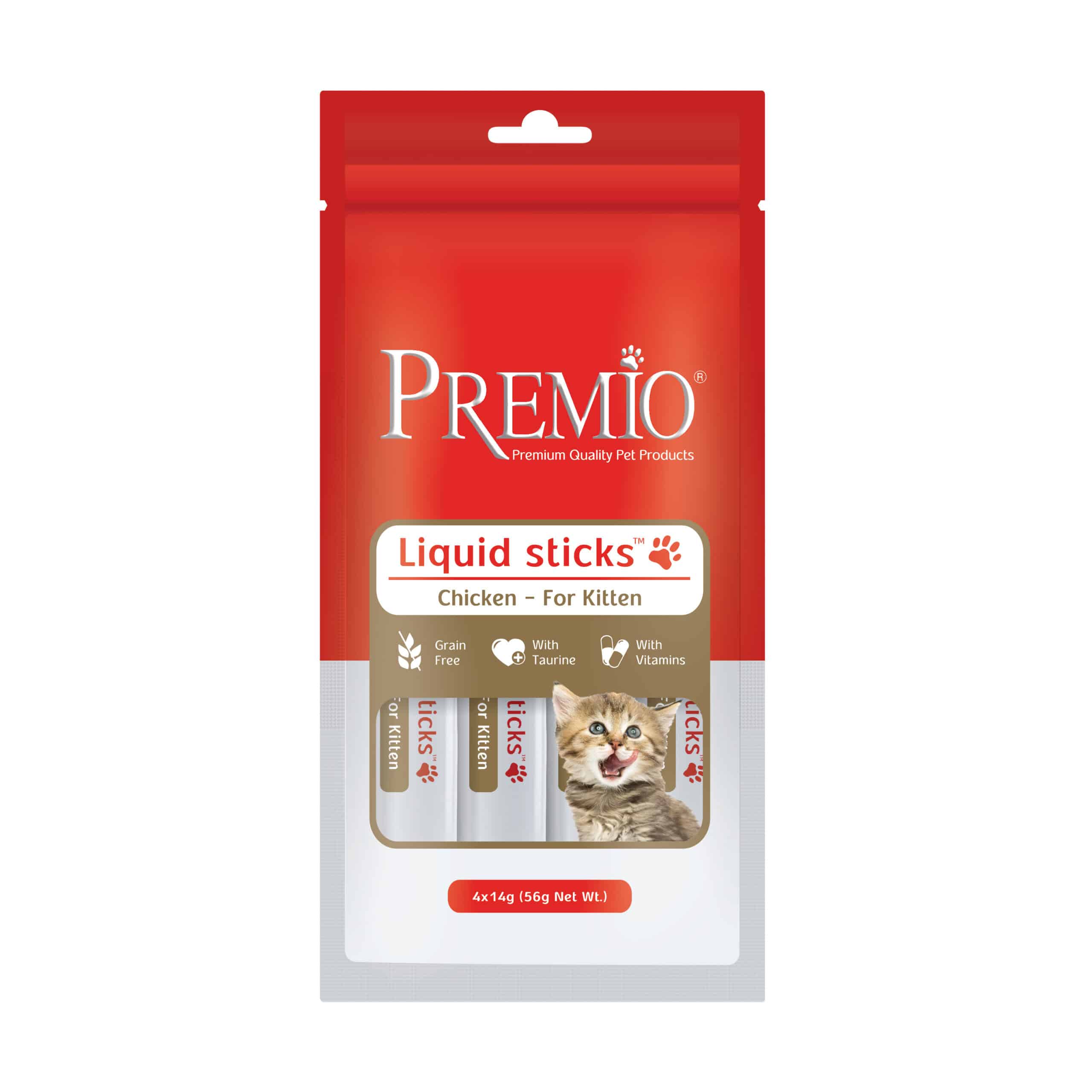 חטיף רטוב לגורי חתולים בטעם עוף 56 גרם | Premio Delicate Liquid Sticks Chicken Kitten