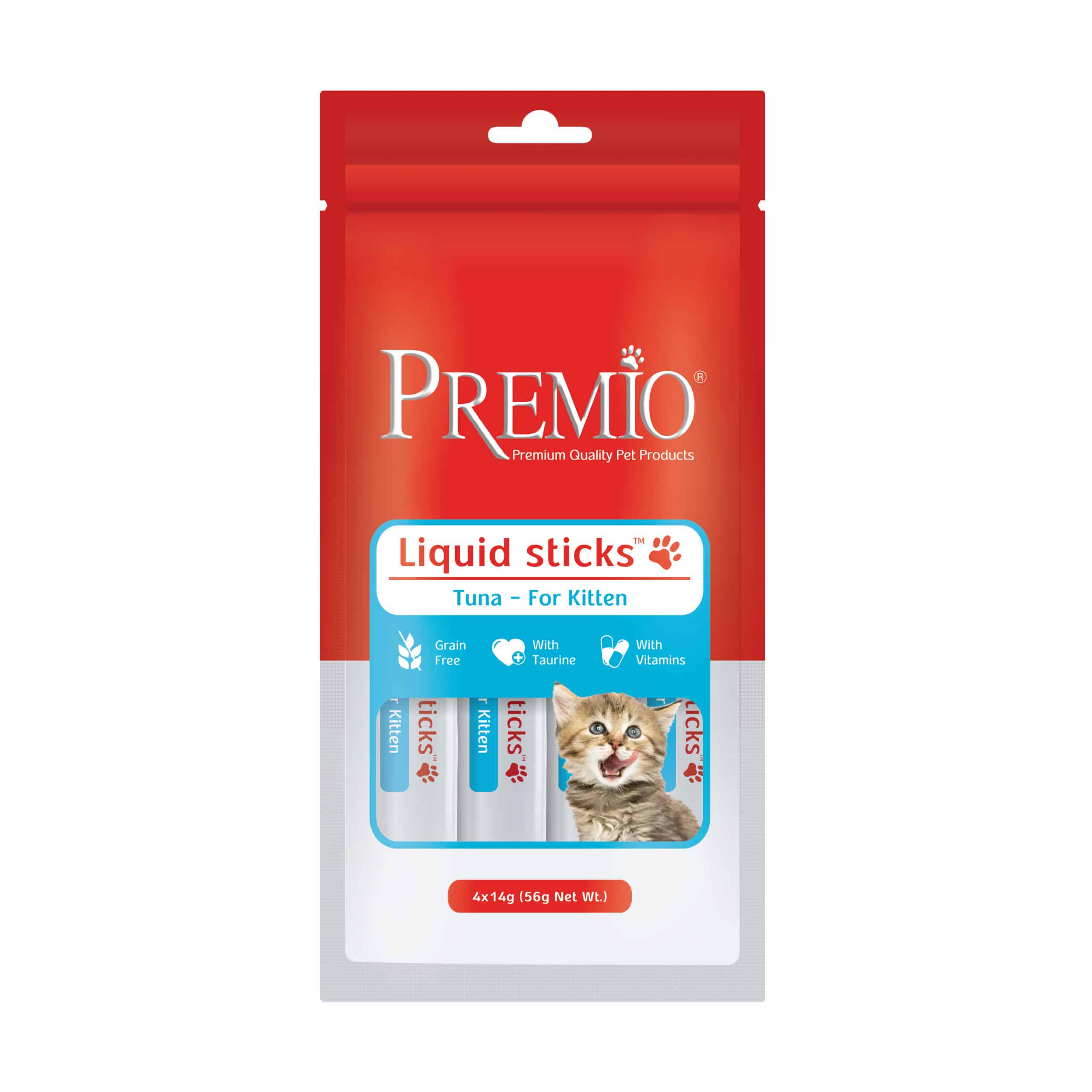 חטיף רטוב לגורי חתולים בטעם טונה 56 גרם | Premio Delicat Liquid Sticks Tuna Kitten