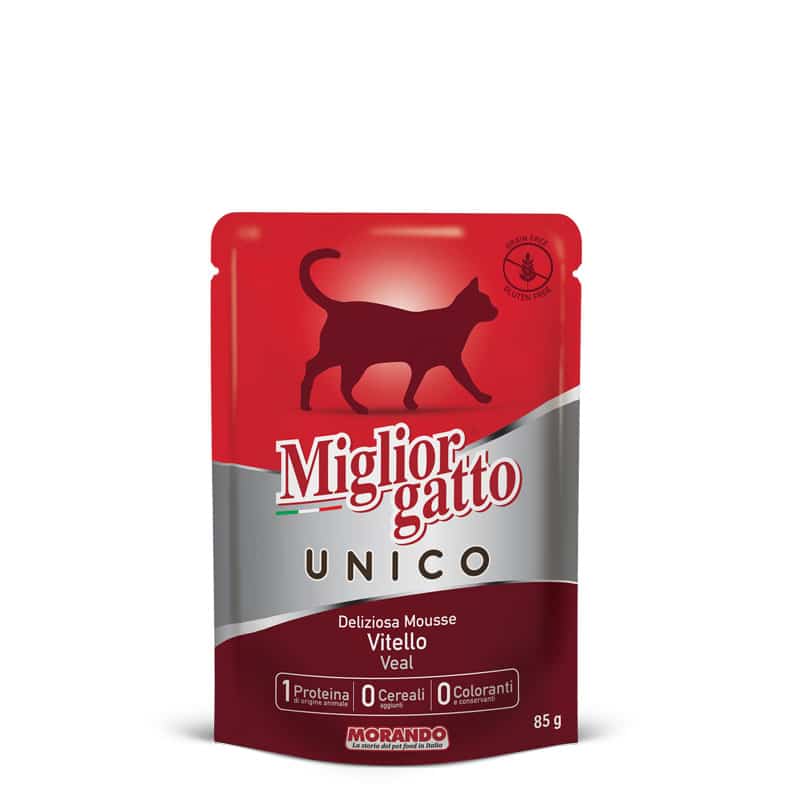 מזון רטוב לחתולים בוגרים בטעם עגל 85 גרם | Miglior Unico
