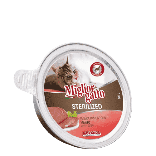 מעדן רטוב לחתולים מסורסים בטעם בקר 85 גרם | Migliorgatto
