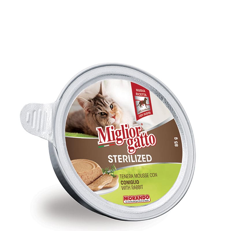 מעדן מוס לחתולים מסורסים בטעם ארנבת 85 גרם | MIGLIOR GATTO