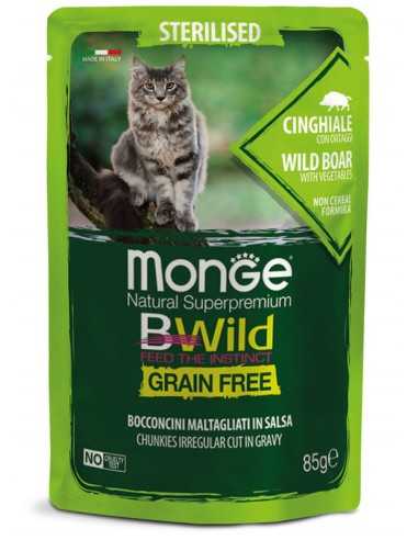 מזון רטוב לחתולים מסורסים/מעוקרים 85 גרם | Monge B-Wild Sterilized Wild Boar & Vegetables