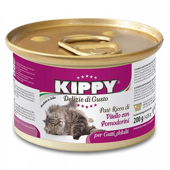 מעדן לחתולים בטעם בשר עגל ועגבניות 200 גרם | KIPPY