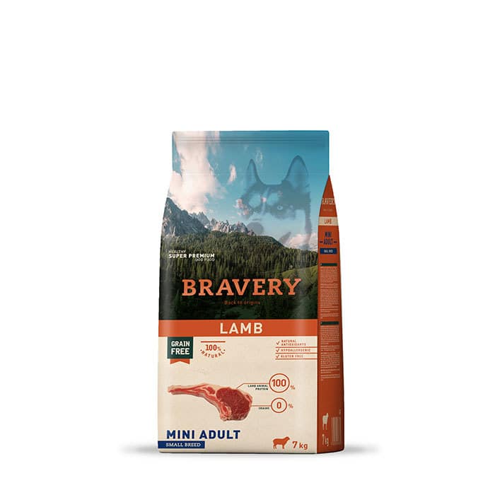 מזון יבש לכלבים בוגרים מגזע קטן 7 ק"ג | Bravery Hypoallergenic Grain-Free Lamb