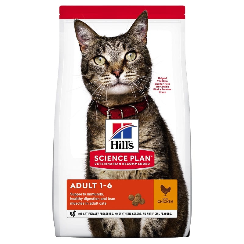 מזון יבש לחתולים בוגרים 3 ק"ג | Hill's Science Plan Adult Cat Chicken