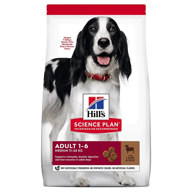 מזון יבש לכלבים בוגרים מגזע בינוני 2.5 ק"ג | Hill's Science Diet Adult Medium with Lamb & Rice