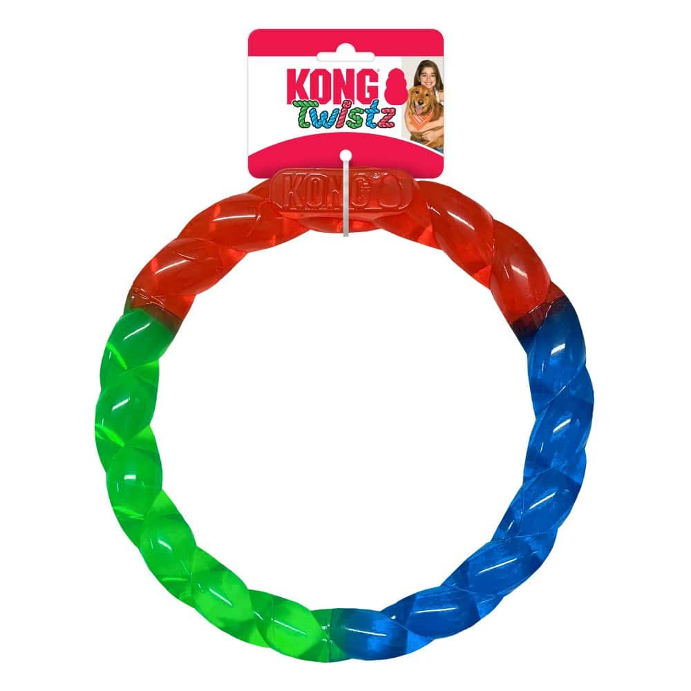צעצוע לעיסה לכלבים קטנים ובינוניים | KONG Twistz Ring S