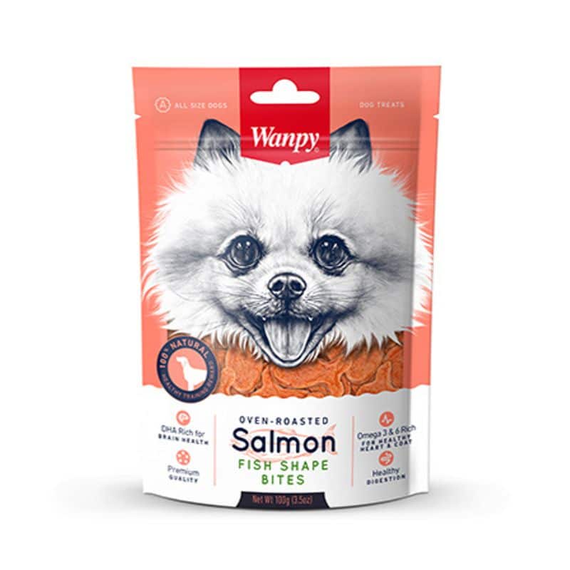 חטיף דגים לכלבים 100 גרם | WANPY Fish Shaped Salmon Bites