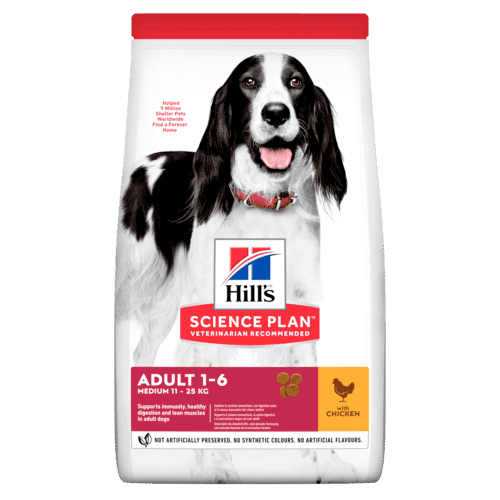מזון יבש לכלבים בוגרים מגזע בינוני 14 ק"ג | Hill's Science Plan Medium Adult Dog Food with Chicken