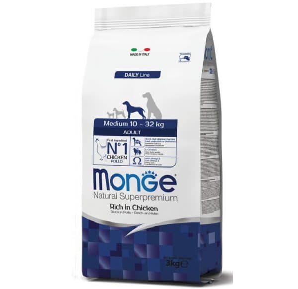מזון יבש לכלבים בוגרים מגזע בינוני 12 ק"ג | Monge Adult Medium