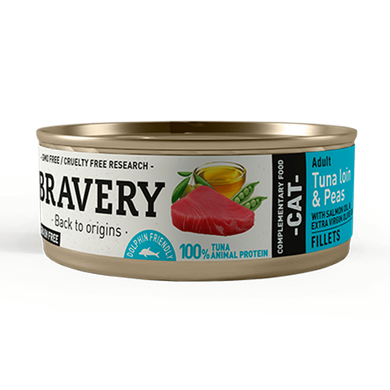 מעדן לחתולים פילה טונה ואפונה 80 גרם | BRAVERY