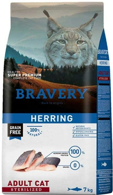 מזון יבש לחתולים מסורסים בטעם הרינג 2 ק"ג | Bravery
