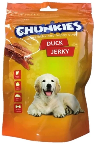 חטיף פילה ברווז מיובש לכלבים 500 גרם | Chunkies Duck Jerky