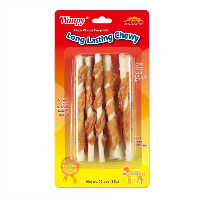 חטיף סיגר ג'רקי עוף מצופה 85 גרם | Wanpy Chicken Jerky Stick