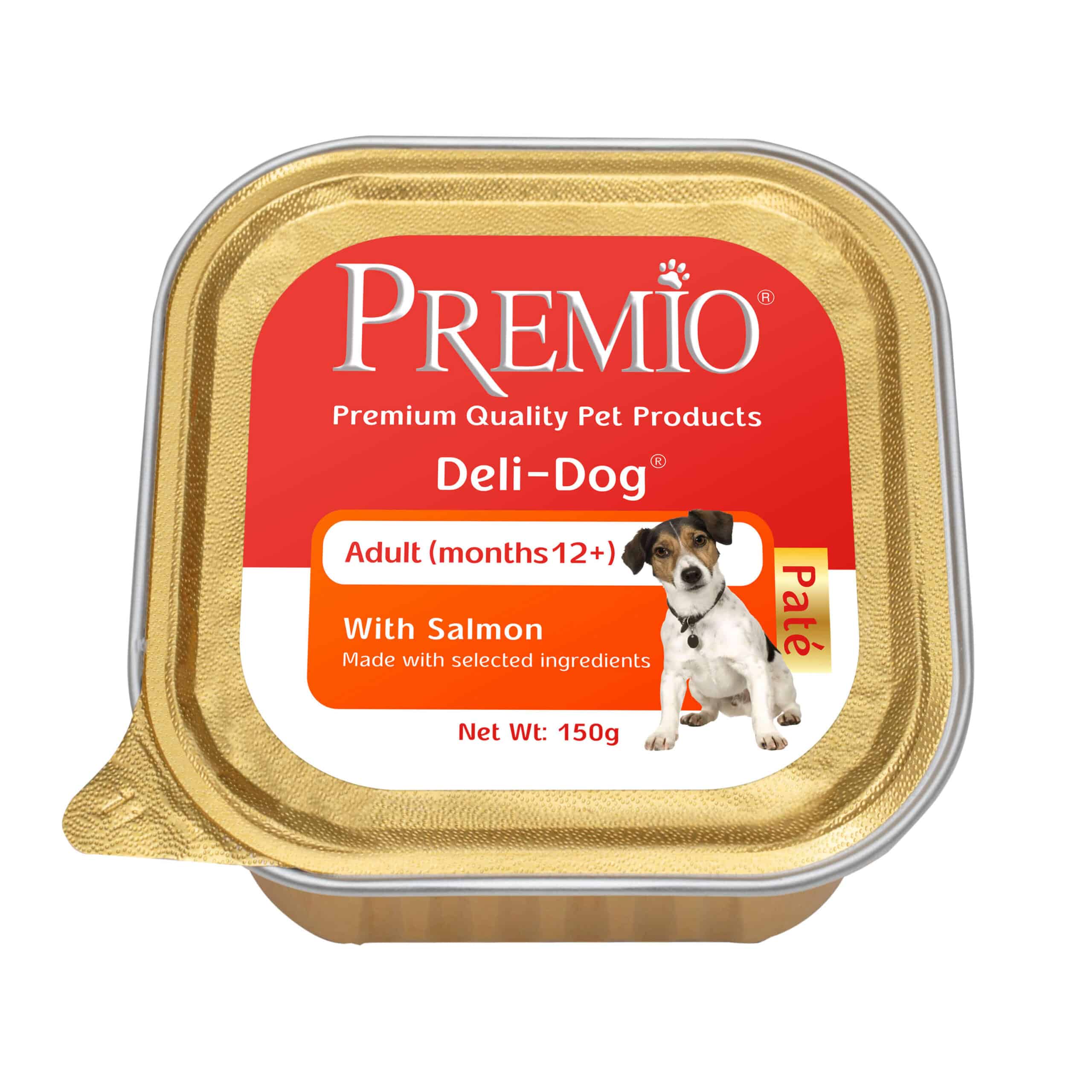 מעדן פטה סלמון לכלבים בוגרים 150 גרם | Premio Deli Dog Salmon