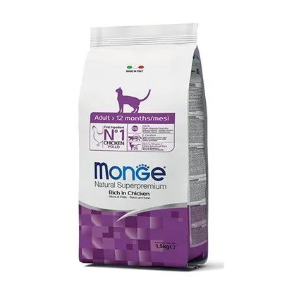 מזון יבש לחתולים בוגרים 1.5 ק"ג | Monge Adult Chicken