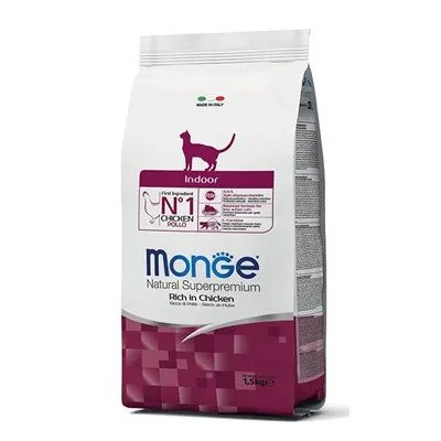מזון יבש לחתולים בוגרים 1.5 ק"ג | Monge Adult Indoor Rich in Chicken