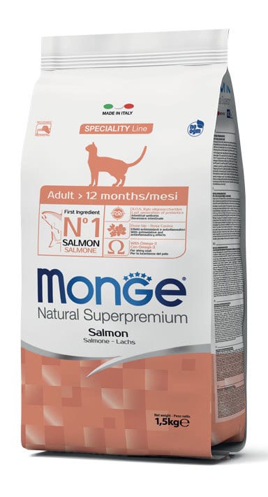 מזון יבש לחתולים בוגרים בטעם סלמון 1.5 ק"ג | Monge Adult Salmon