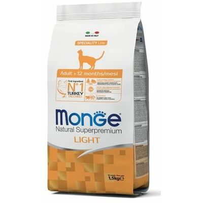 מזון יבש לחתולים בוגרים בטעם הודו 1.5 ק"ג | Monge Cat Natural Light