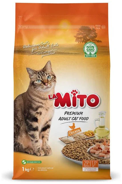 מזון יבש לחתולים בוגרים בטעם עוף 1 ק"ג | MITO Adult Cat Food