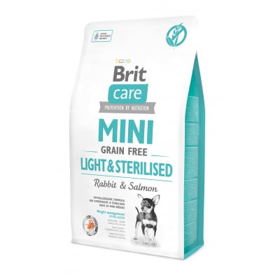 מזון יבש לכלבים קטנים מעוקרים 7 ק"ג | BRIT Care Mini Light & Sterilised Rabbit & Salmon