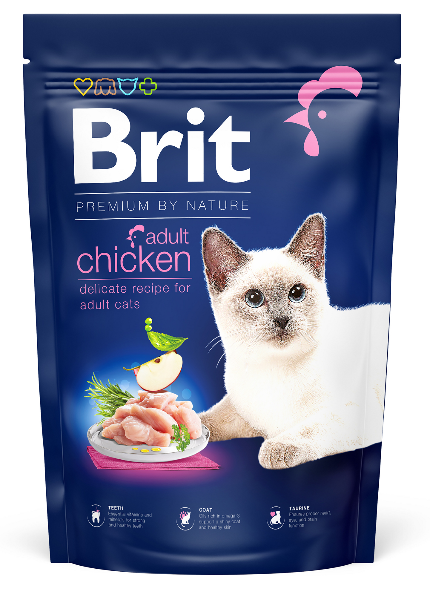 מזון יבש לחתולים בוגרים בטעם עוף 1.5 ק"ג | Brit Premium Adult Chicken