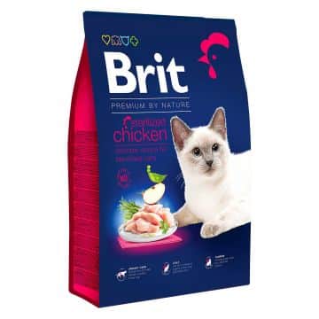 מזון יבש לחתולים בוגרים מסורסים 8 ק"ג | Brit Premium Cat Sterilised Chicken
