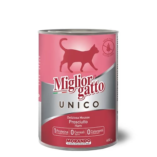 שימור לחתולים בטעם חזיר 400 גרם | Miglior Gatto UNICO Ham