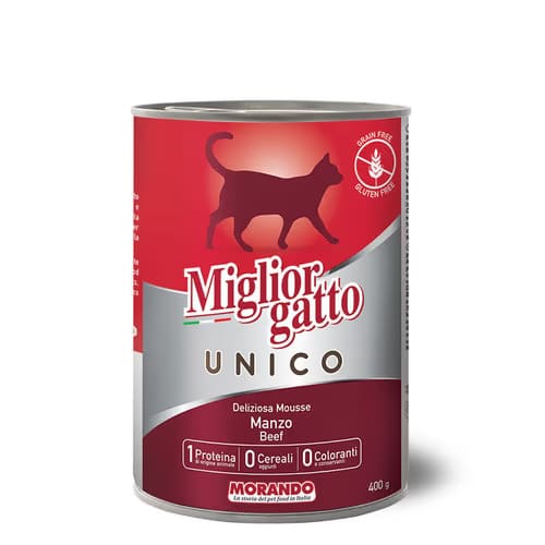 שימור לחתולים בטעם בקר 400 גרם | Miglior Gatto UNICO Beef