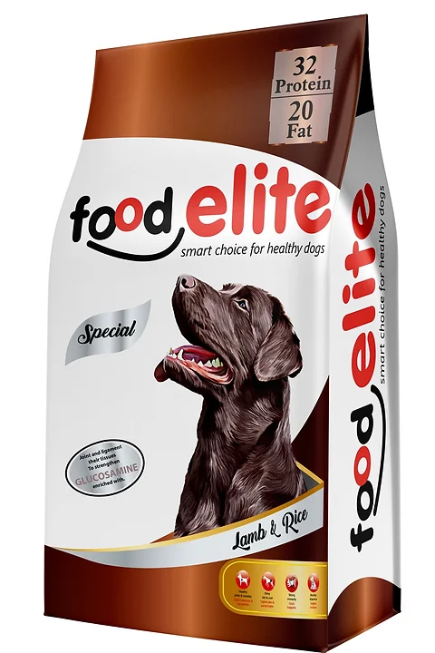 מזון יבש לכלבים בוגרים בשר טלה ואורז 15 ק"ג | Food Elite Premium Dog Food