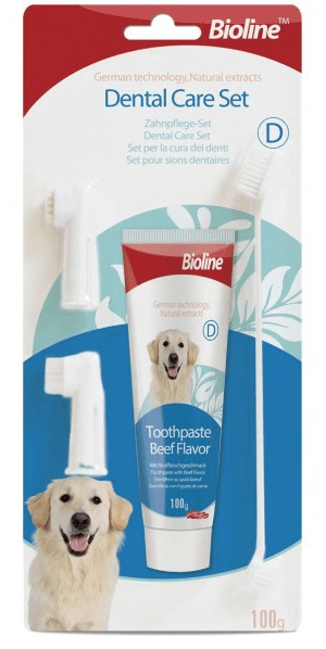 ערכת טיפוח דנטלי לכלבים 100 גרם | Bioline Dental Care Set