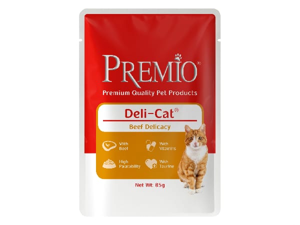 מזון רטוב לחתולים בוגרים בטעם בקר 85 גרם | Premio Deli-Cat Beef