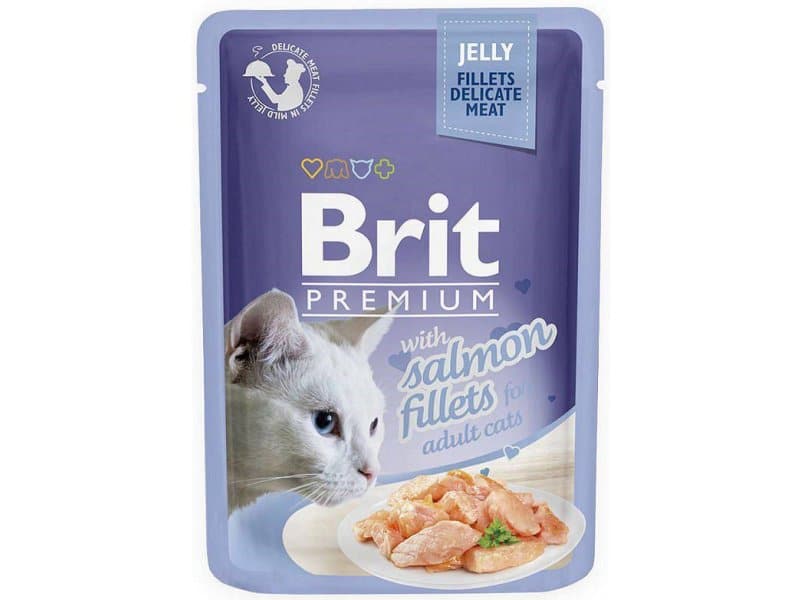 מזון רטוב לחתולים בטעם סלמון 85 גרם | Brit Premium Salmon Jelly