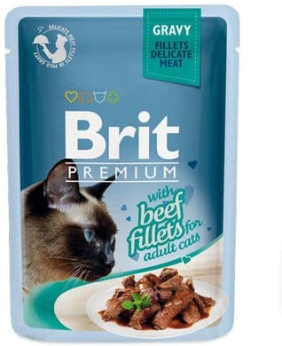 פאוץ' לחתולים בוגרים עם בקר ברוטב 85 גרם | Brit Premium Cat Delicate Beef Gravy