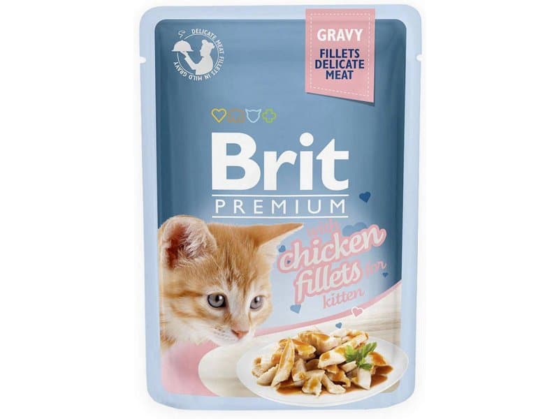 מזון רטוב לחתולים גורים 85 גרם | Brit Premium Kitten Chicken Gravy