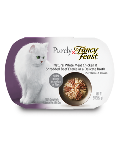 שימור נתחי עוף ובקר ברוטב עדין 57 גרם לחתולים | Fancy Feast