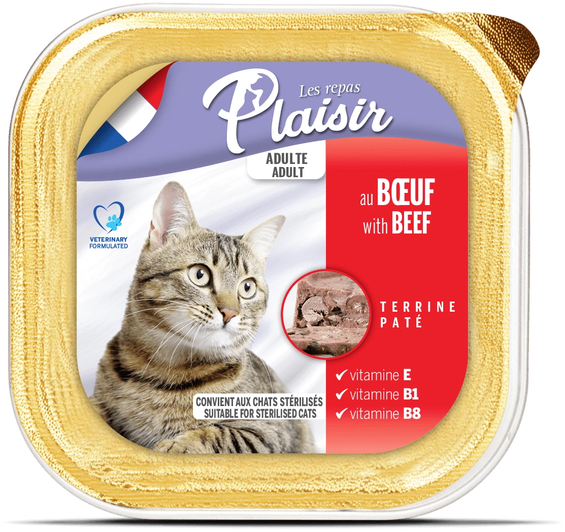 מעדן לחתול בטעם בקר 100 גרם | Plaisir