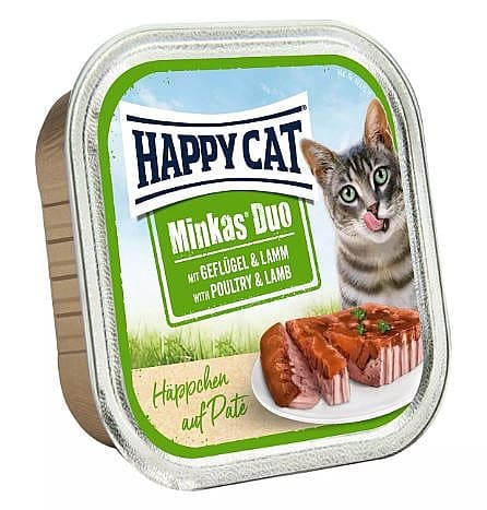 מעדן פטה לחתולים בוגרים בטעם עוף וטלה 100 גרם | Happy Cat