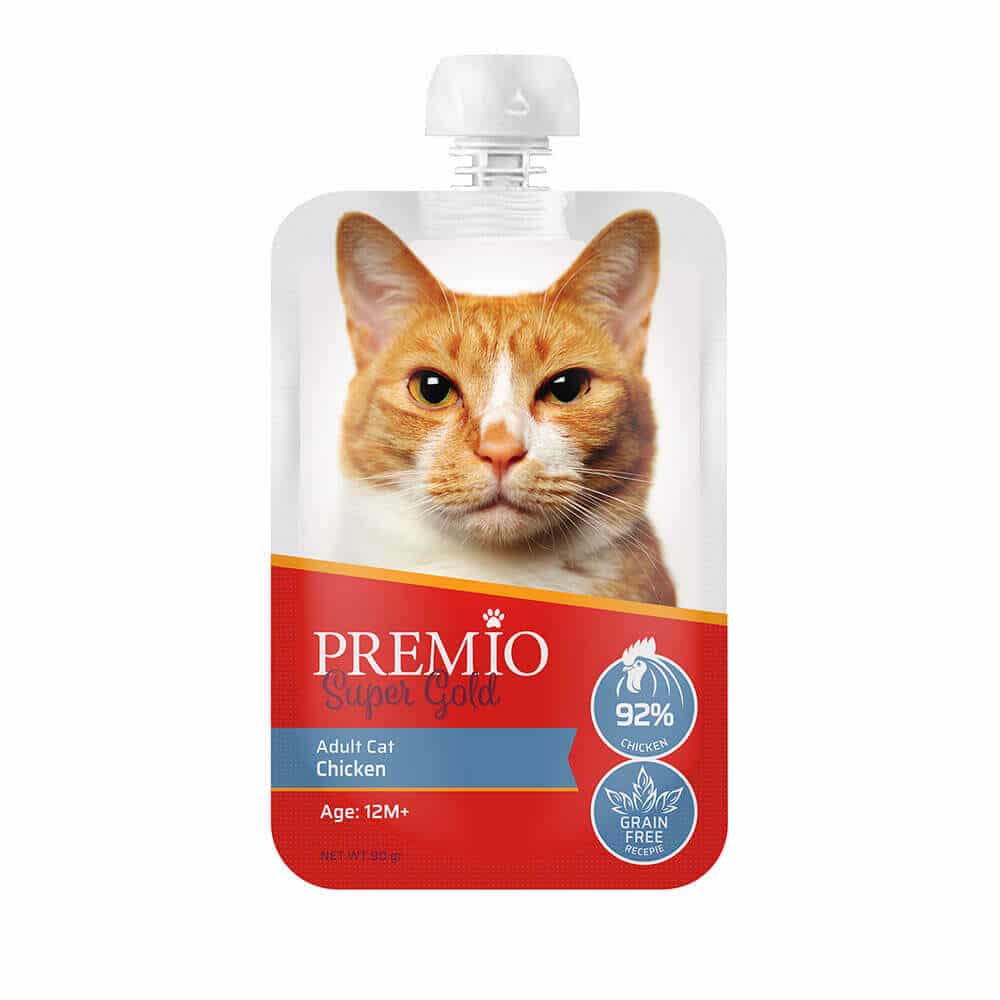 חטיף נוזלי לחתולים בוגרים בטעם עוף 90 גרם | Premio